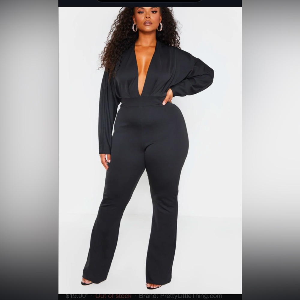 Deep plunge balloon sleeve jumpsuit